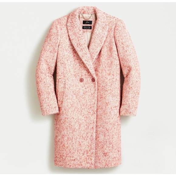 J. Crew Nalya Pink Daphne Italian Tweed Topcoat Size 14 NWT
